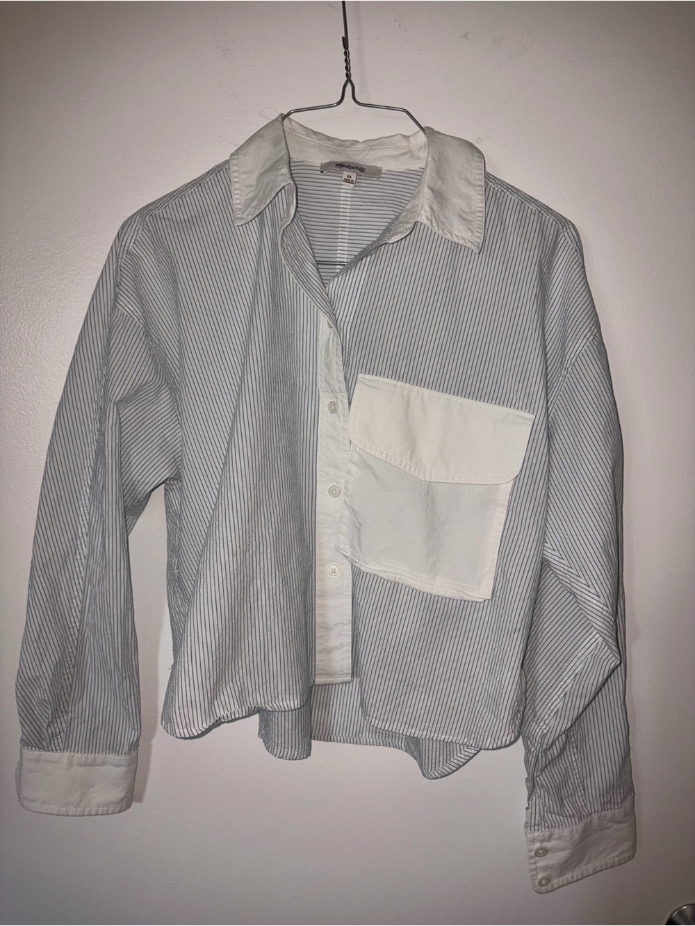 Madewell Striped Cropped Button Down Shirt